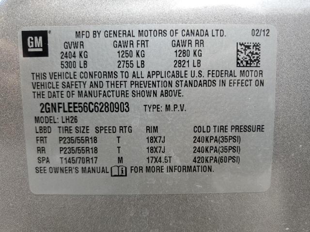 Photo 9 VIN: 2GNFLEE56C6280903 - CHEVROLET EQUINOX LT 