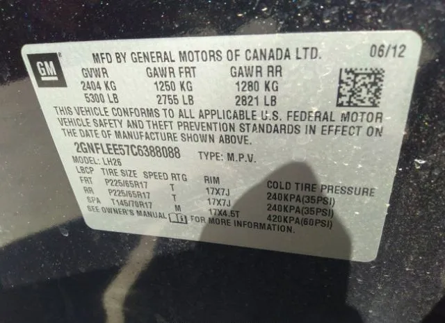 Photo 8 VIN: 2GNFLEE57C6388088 - CHEVROLET EQUINOX 