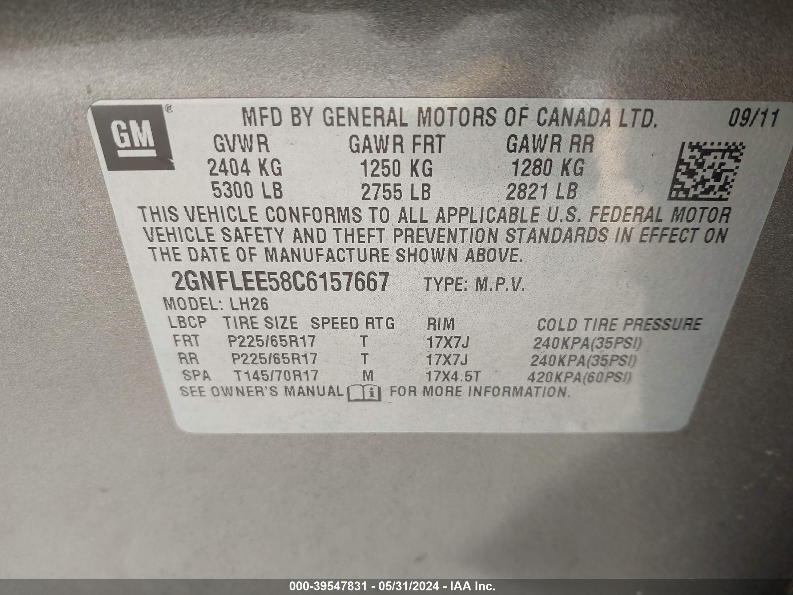 Photo 8 VIN: 2GNFLEE58C6157667 - CHEVROLET EQUINOX 