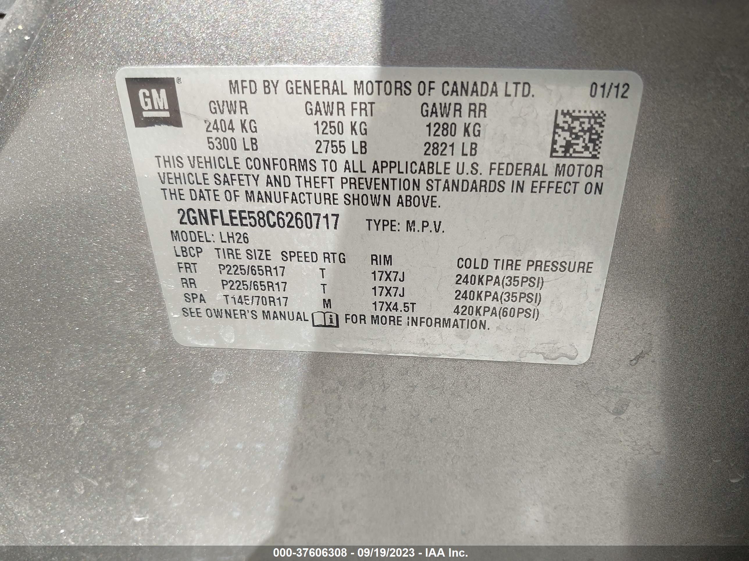 Photo 8 VIN: 2GNFLEE58C6260717 - CHEVROLET EQUINOX 