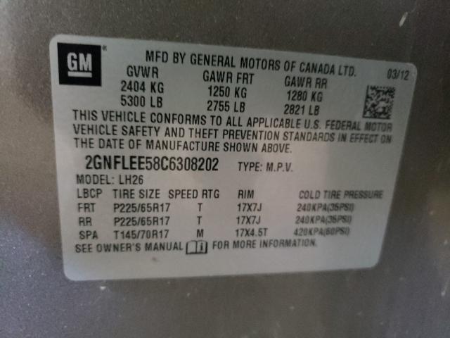 Photo 9 VIN: 2GNFLEE58C6308202 - CHEVROLET EQUINOX LT 