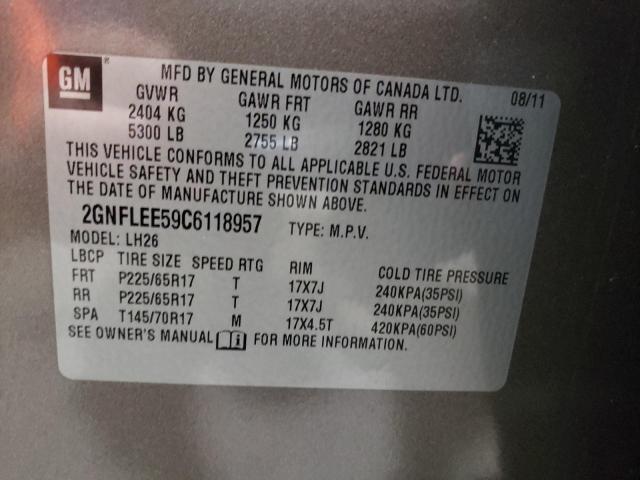 Photo 9 VIN: 2GNFLEE59C6118957 - CHEVROLET EQUINOX LT 