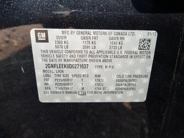 Photo 9 VIN: 2GNFLEEK0D6271637 - CHEVROLET EQUINOX LT 