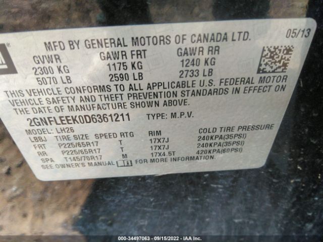 Photo 8 VIN: 2GNFLEEK0D6361211 - CHEVROLET EQUINOX 