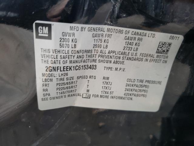 Photo 9 VIN: 2GNFLEEK1C6153403 - CHEVROLET EQUINOX LT 