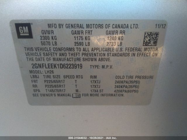 Photo 8 VIN: 2GNFLEEK1D6223919 - CHEVROLET EQUINOX 