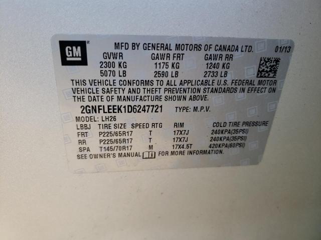 Photo 12 VIN: 2GNFLEEK1D6247721 - CHEVROLET EQUINOX LT 