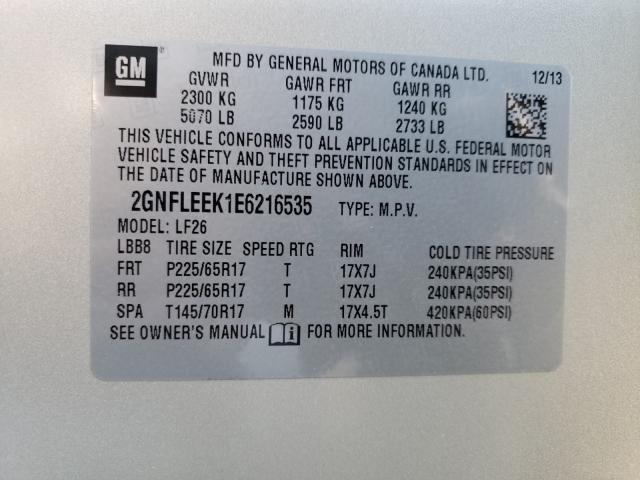 Photo 9 VIN: 2GNFLEEK1E6216535 - CHEVROLET EQUINOX LS 