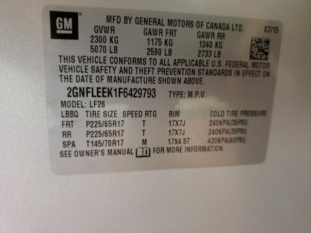 Photo 9 VIN: 2GNFLEEK1F6429793 - CHEVROLET EQUINOX LS 