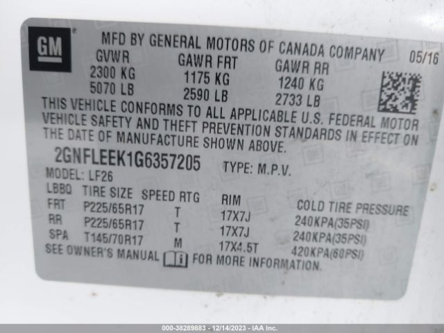 Photo 8 VIN: 2GNFLEEK1G6357205 - CHEVROLET EQUINOX 