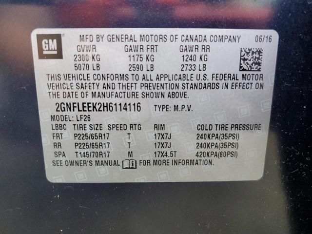 Photo 12 VIN: 2GNFLEEK2H6114116 - CHEVROLET EQUINOX LS 