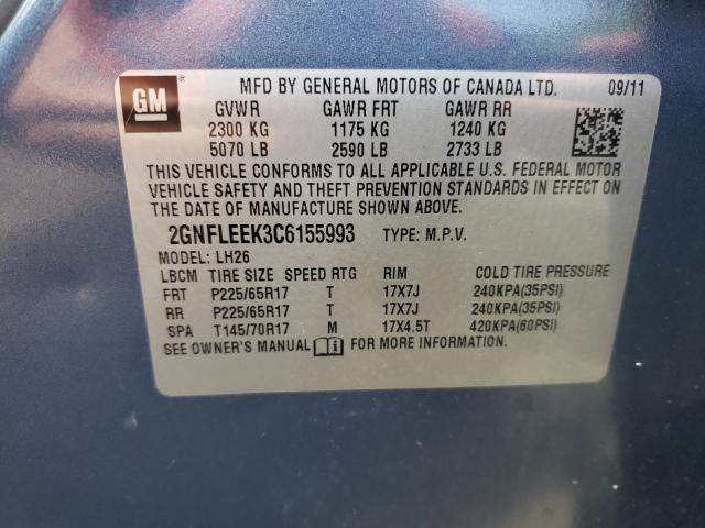 Photo 9 VIN: 2GNFLEEK3C6155993 - CHEVROLET EQUINOX LT 