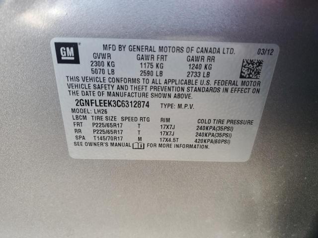 Photo 13 VIN: 2GNFLEEK3C6312874 - CHEVROLET EQUINOX LT 