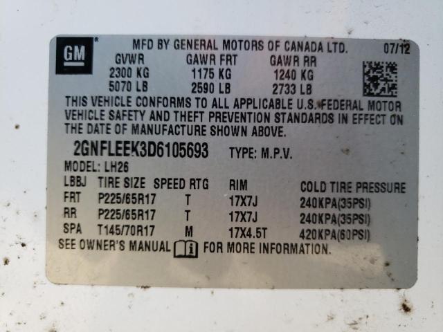 Photo 12 VIN: 2GNFLEEK3D6105693 - CHEVROLET EQUINOX 