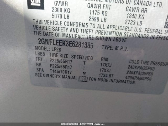 Photo 8 VIN: 2GNFLEEK3E6281385 - CHEVROLET EQUINOX 