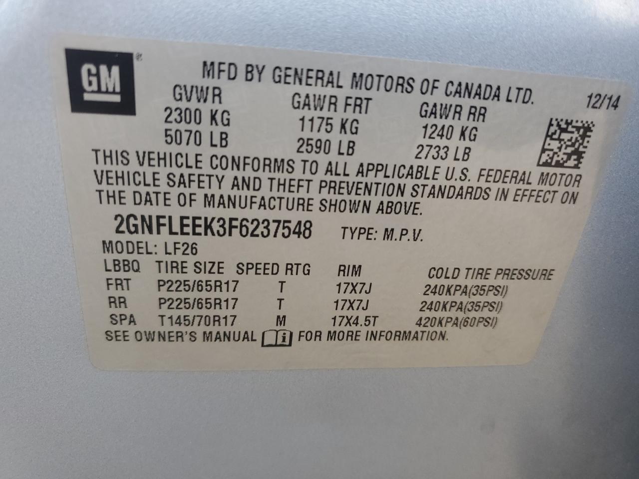 Photo 11 VIN: 2GNFLEEK3F6237548 - CHEVROLET EQUINOX 