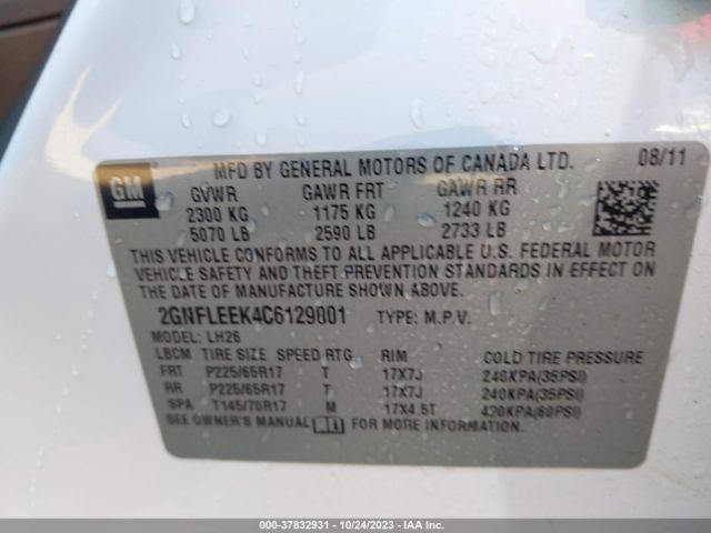 Photo 8 VIN: 2GNFLEEK4C6129001 - CHEVROLET EQUINOX 