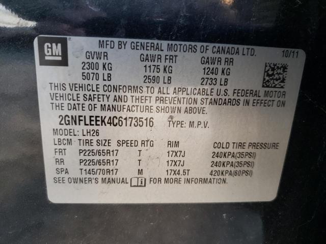 Photo 9 VIN: 2GNFLEEK4C6173516 - CHEVROLET EQUINOX LT 