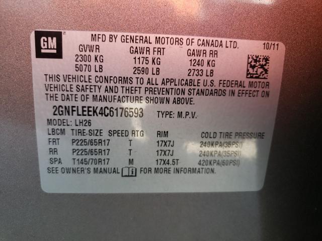 Photo 9 VIN: 2GNFLEEK4C6176593 - CHEVROLET EQUINOX LT 