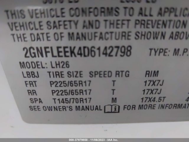 Photo 8 VIN: 2GNFLEEK4D6142798 - CHEVROLET EQUINOX 