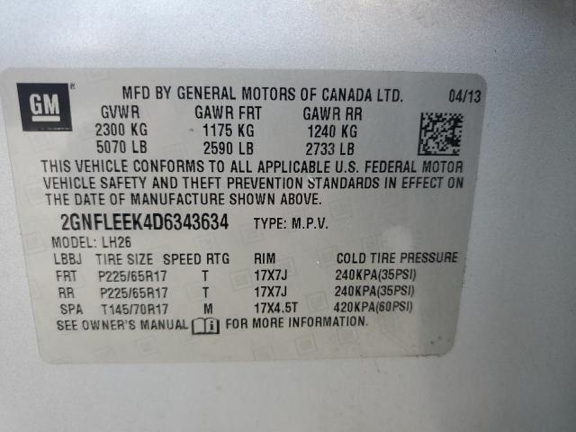 Photo 12 VIN: 2GNFLEEK4D6343634 - CHEVROLET EQUINOX LT 