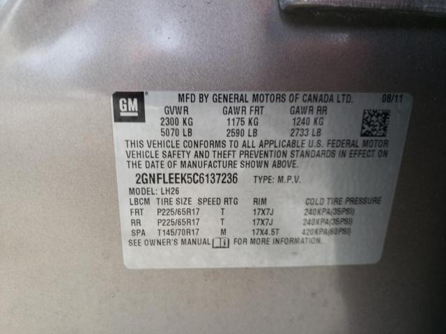 Photo 9 VIN: 2GNFLEEK5C6137236 - CHEVROLET EQUINOX LT 