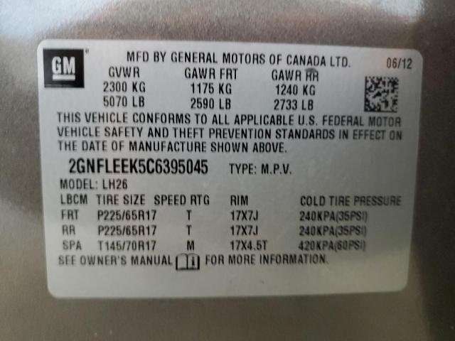 Photo 9 VIN: 2GNFLEEK5C6395045 - CHEVROLET EQUINOX LT 