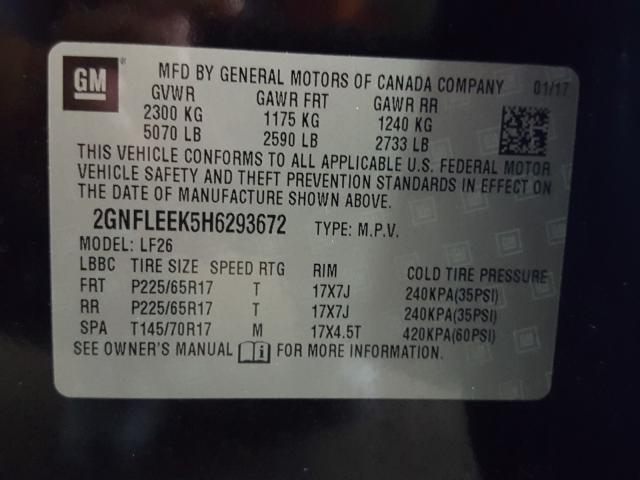 Photo 9 VIN: 2GNFLEEK5H6293672 - CHEVROLET EQUINOX LS 