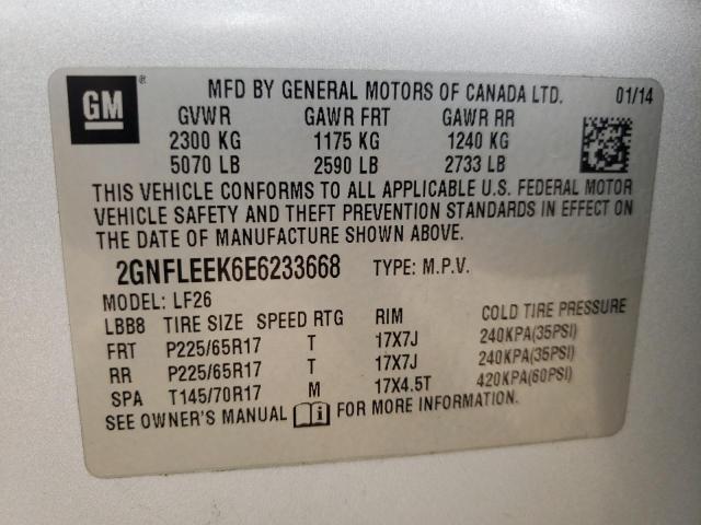 Photo 9 VIN: 2GNFLEEK6E6233668 - CHEVROLET EQUINOX LS 