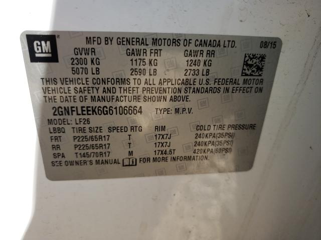 Photo 9 VIN: 2GNFLEEK6G6106664 - CHEVROLET EQUINOX LS 