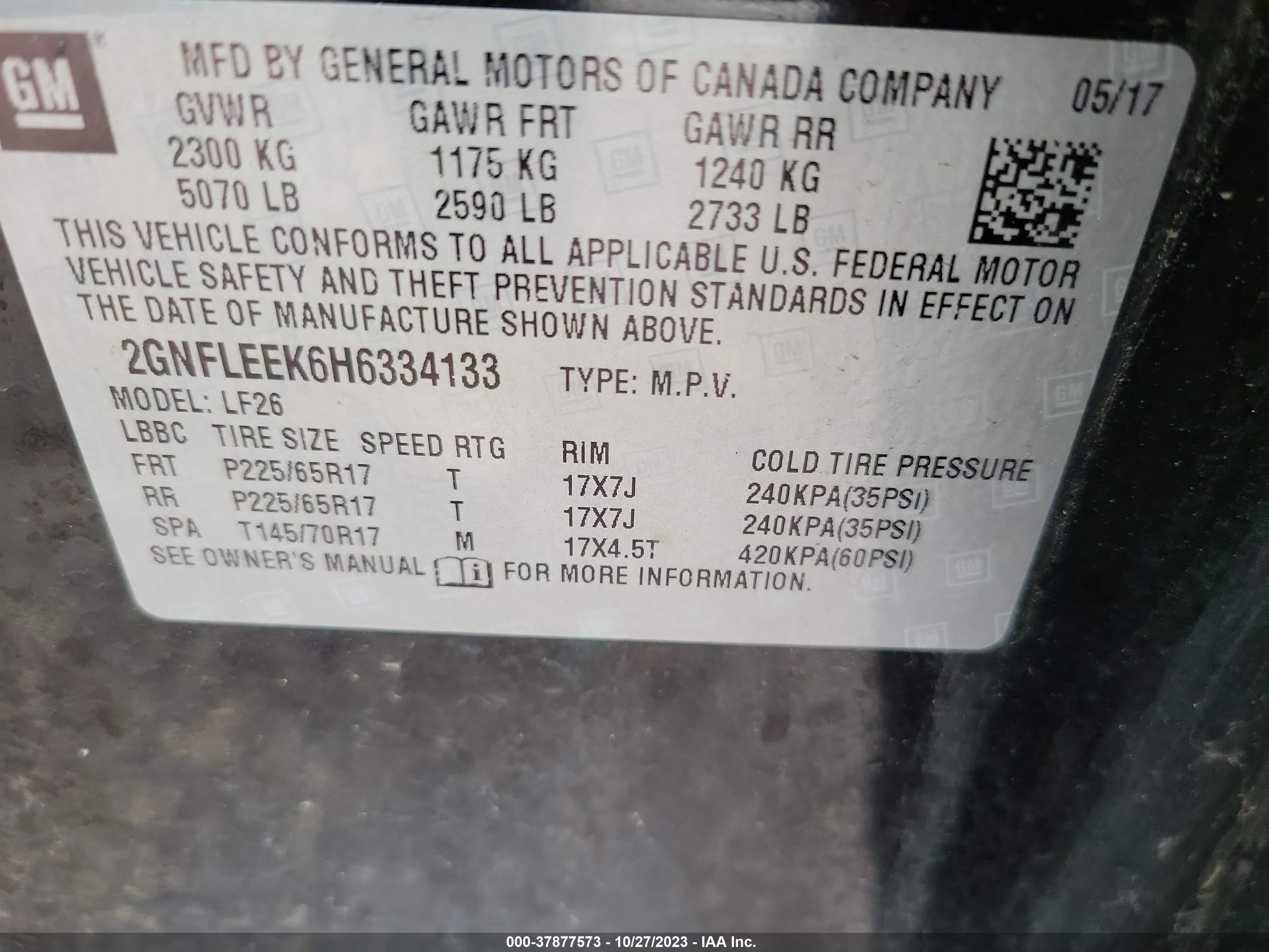 Photo 4 VIN: 2GNFLEEK6H6334133 - CHEVROLET EQUINOX 