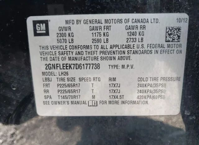 Photo 8 VIN: 2GNFLEEK7D6177738 - CHEVROLET EQUINOX 