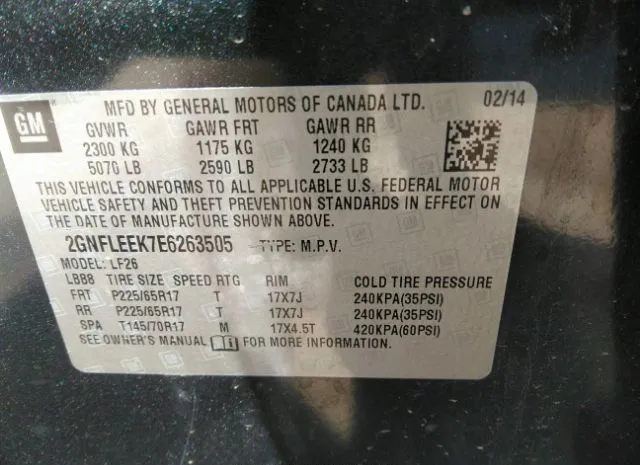 Photo 8 VIN: 2GNFLEEK7E6263505 - CHEVROLET EQUINOX 