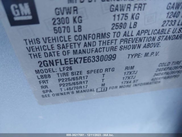 Photo 8 VIN: 2GNFLEEK7E6330099 - CHEVROLET EQUINOX 