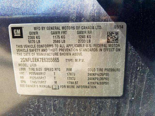 Photo 9 VIN: 2GNFLEEK7E6355665 - CHEVROLET EQUINOX LS 