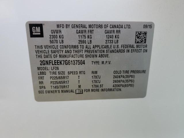 Photo 12 VIN: 2GNFLEEK7G6137504 - CHEVROLET EQUINOX LS 