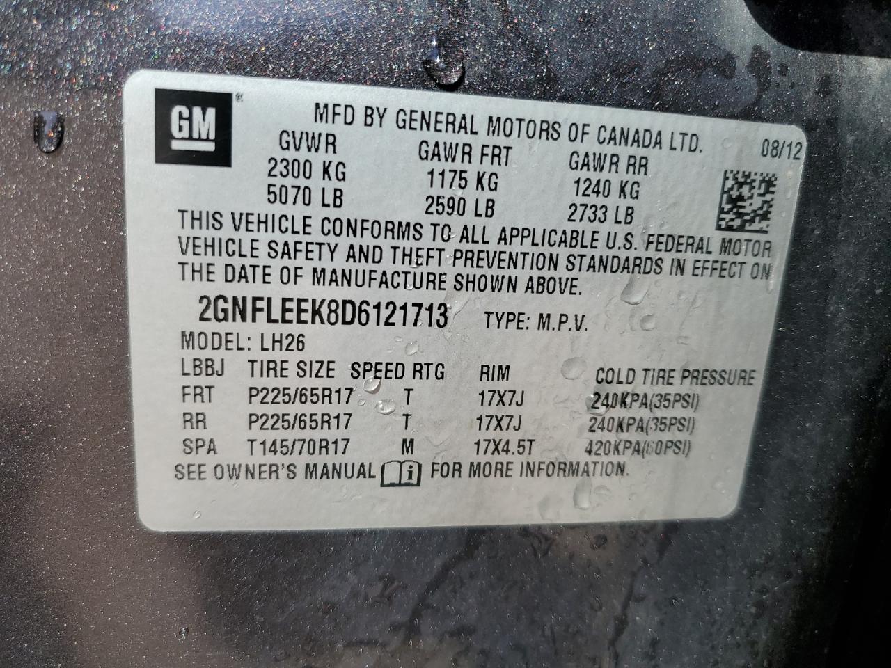 Photo 11 VIN: 2GNFLEEK8D6121713 - CHEVROLET EQUINOX 