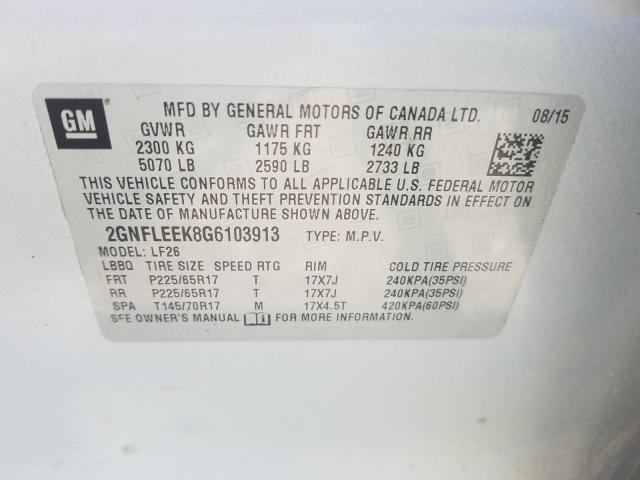 Photo 9 VIN: 2GNFLEEK8G6103913 - CHEVROLET EQUINOX LS 