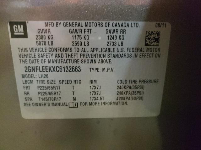 Photo 9 VIN: 2GNFLEEKXC6132663 - CHEVROLET EQUINOX LT 