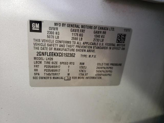 Photo 12 VIN: 2GNFLEEKXC6192362 - CHEVROLET EQUINOX LT 