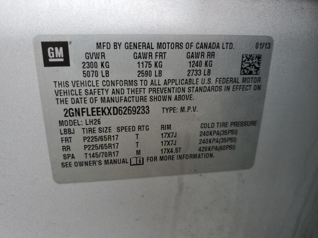 Photo 9 VIN: 2GNFLEEKXD6269233 - CHEVROLET EQUINOX LT 