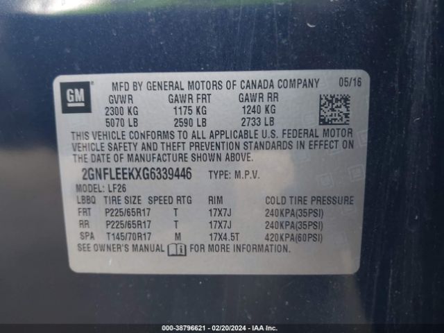 Photo 8 VIN: 2GNFLEEKXG6339446 - CHEVROLET EQUINOX 