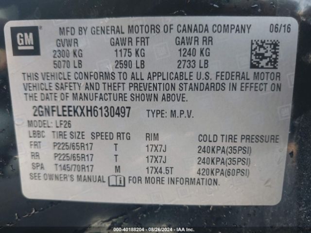 Photo 8 VIN: 2GNFLEEKXH6130497 - CHEVROLET EQUINOX 