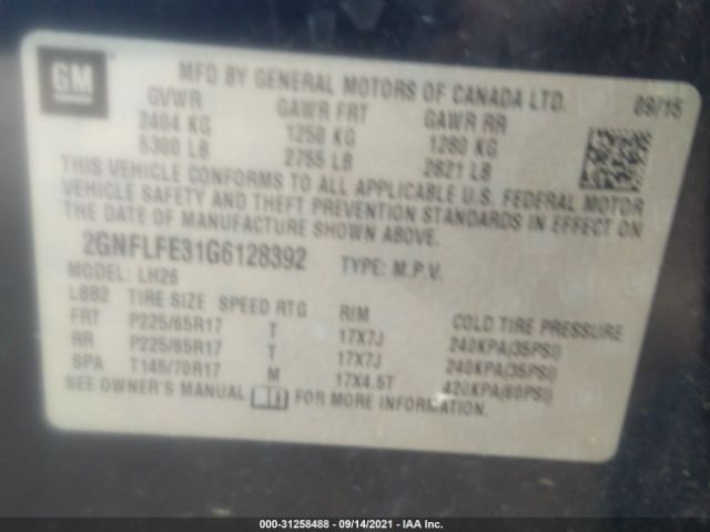 Photo 8 VIN: 2GNFLFE31G6128392 - CHEVROLET EQUINOX 