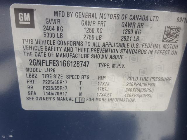 Photo 9 VIN: 2GNFLFE31G6128747 - CHEVROLET EQUINOX LT 