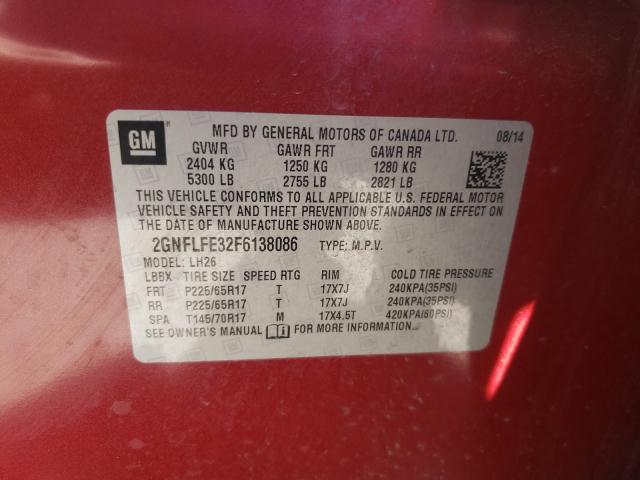 Photo 9 VIN: 2GNFLFE32F6138086 - CHEVROLET EQUINOX LT 