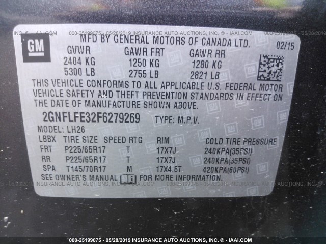 Photo 8 VIN: 2GNFLFE32F6279269 - CHEVROLET EQUINOX 