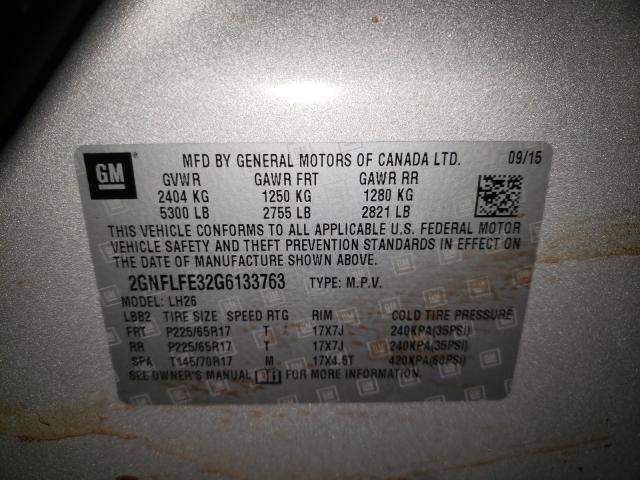 Photo 9 VIN: 2GNFLFE32G6133763 - CHEVROLET EQUINOX LT 