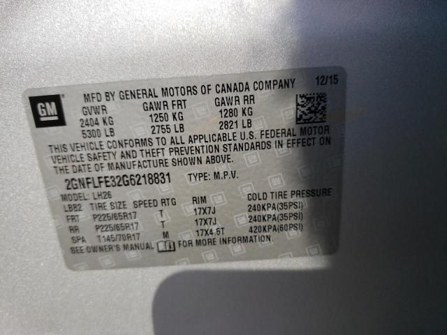 Photo 9 VIN: 2GNFLFE32G6218831 - CHEVROLET EQUINOX LT 