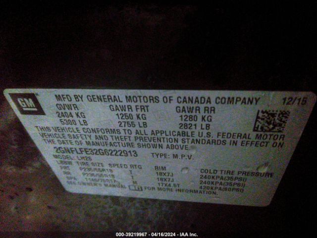 Photo 8 VIN: 2GNFLFE32G6222913 - CHEVROLET EQUINOX 